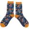 Miss Sparrow: Bambus Socken Damen Wild Floral navy
