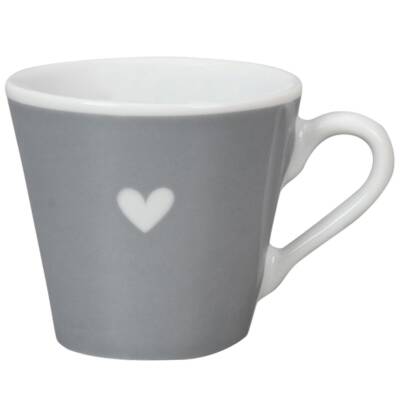 Krasilnikoff: Espresso Tasse grau Herz weiß