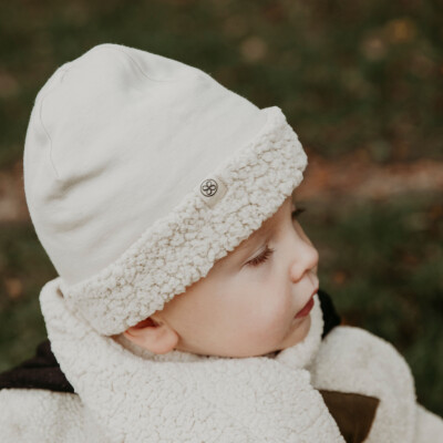 Cloby: Teddymütze Bio-Baumwolle creme 6-12 Monate