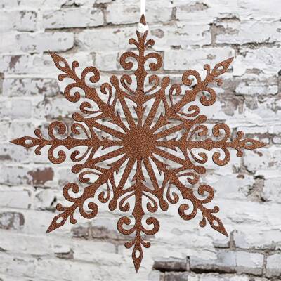 Chic Antique: Papier Schneeflocke braun Glitzer 25cm