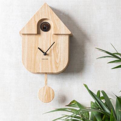Karlsson: Wanduhr Moderne Kuckucksuhr Holz hell
