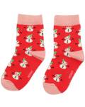 Miss Sparrow: Kinder Socken Bambus Schneemann rot 7-9 Jahre