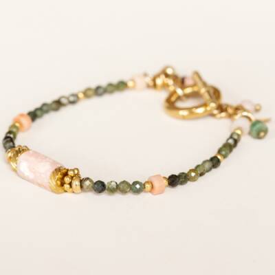 Muja Juma: Armband grüner Turmalin- rosa Opal