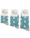 Miss Sparrow: Kinder Socken Bambus Schneemann blau 4-6 Jahre