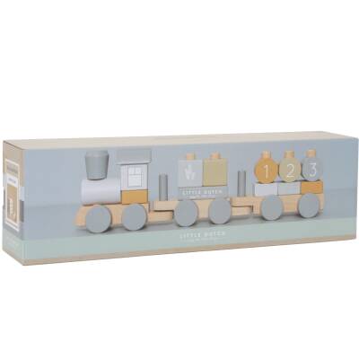 Little Dutch Holz Eisenbahn mit Steck-Formen blau
