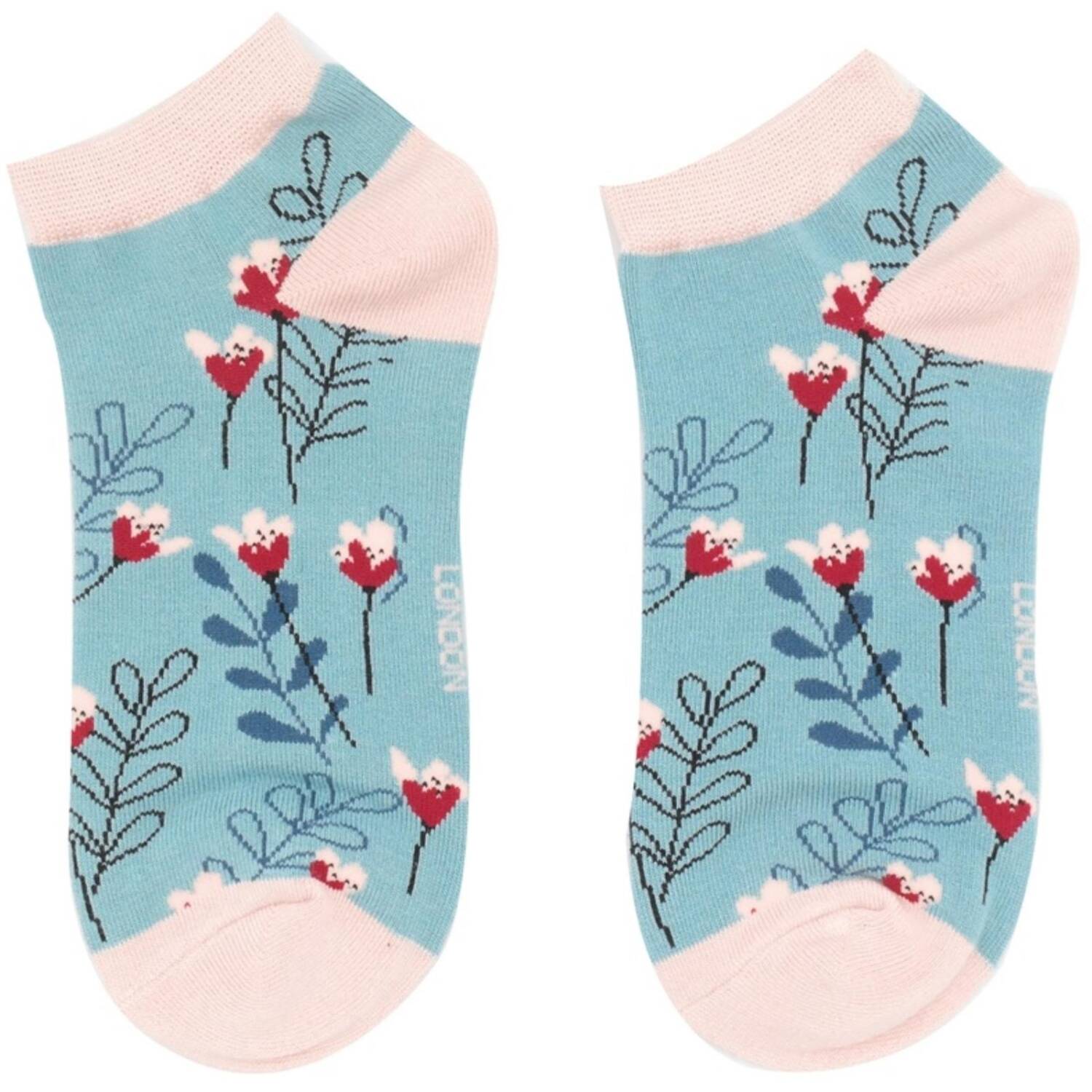 Miss Sparrow Bambus Sneaker Socken Damen Wild floral hellblau