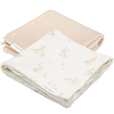 Little Dutch: Musselintuch 70x70cm 2erSet Baby Bunny