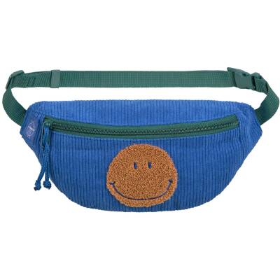 Lässig: Bauchtasche Cord Little Gang Smiley blau