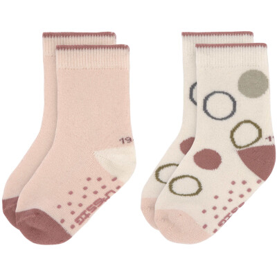 Lässig: Antirutsch Kinder Socken rosa 2erPack Bio-BW 23-26