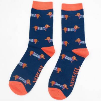 Mr Heron: Bambus Socken Herren Dackel navy