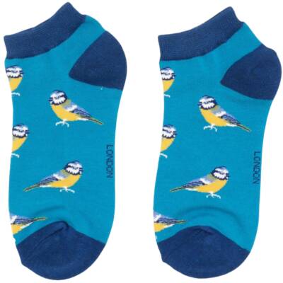 Miss Sparrow: Bambus Sneaker Socken Vögel petrol