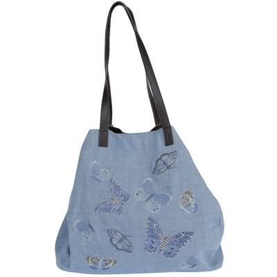 The Moshi: Schultertasche bestickt blau Ella