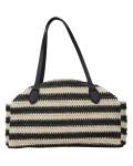 The Moshi: Kleine Schultertasche Bast-Optik gestreift