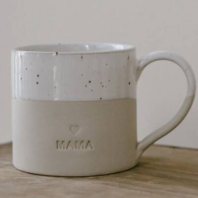 Eulenschnitt: Tasse Mama Steingut handgearbeitet