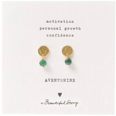 A Beautiful Story: Ohrringe Mini Coin Aventurin gold