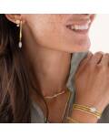 A beautiful Story: dreireihiges elastisches Armband mit Mondstein und Glasperlen
