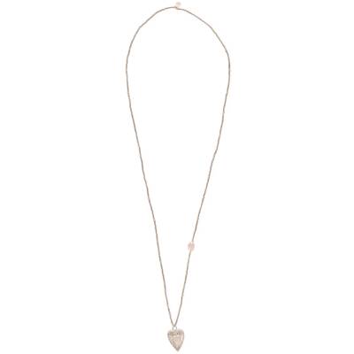 A Beautiful Story: Kette Herz Rosenquarz flieder 74cm