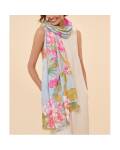 Hellblauer Schal mit Blumen Aufdruck in pink von Powder