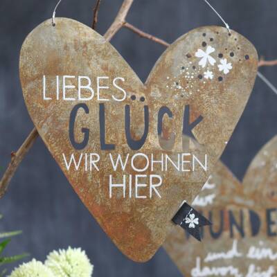 Good old friends: Herzschild mit Spruch Glück 19cm