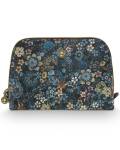 Pip Studio: Medium Kulturtasche mit blauem Blumen Muster mit Reißverschluss und Innen zwei Fächern