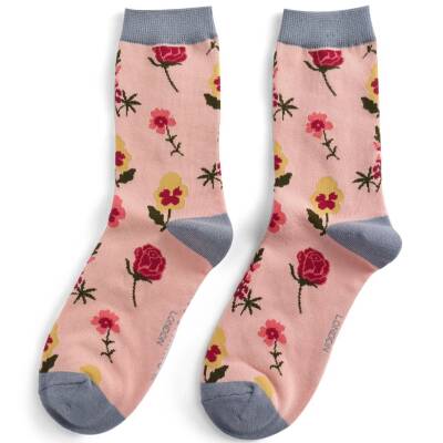 Miss Sparrow Bambus Socken Damen Botany Study rosa