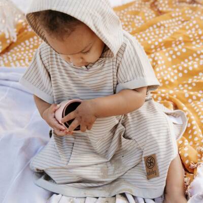 Cloby: Poncho mit UV-Schutz sand/braun gestreift für 1-3 Jahre