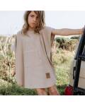 Poncho für Kinder von 1-3 und 3-5 Jahren mit UV-Schutz Decke 50+ in beige braun gestreift