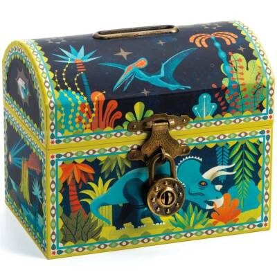 Djeco: Spardose Dinosaurier mit Schloss 12x10x8,2cm
