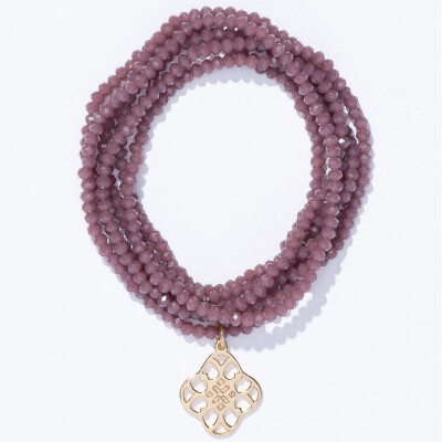 Lumisha: Halskette Mini-Kristallkette mauve 92cm silber