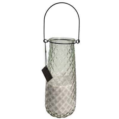 Kerze im Glas zum Aufhängen beige D 9,7cmx21,5cm