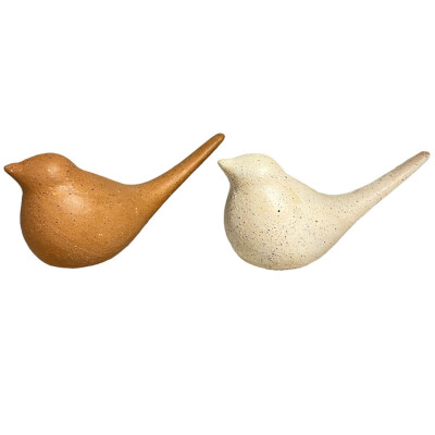 Home Society: Vogel Dekofigur 16 cm Keramik beige