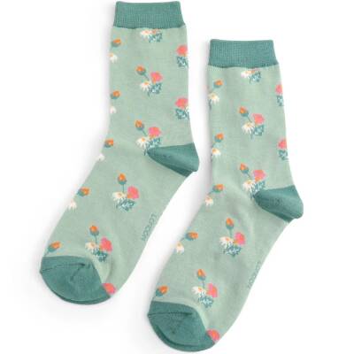 Miss Sparrow: Bambus Socken Damen Mini Floral mint
