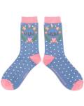 Miss Sparrow Bambus Socken Damen Mum blau