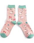 Miss Sparrow: Bambus Socken Damen Sheep Family rosa