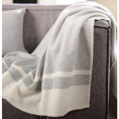 Biederlack: Wohndecke Wolle 150x200cm Stripe Natur