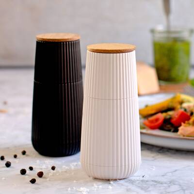 AdHoc: Pfeffermühle+Salzmühle Set Scape black+white