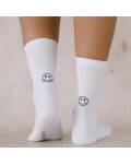 Eulenschnitt: Weiße Socken Smiley weiß Gr.39-42