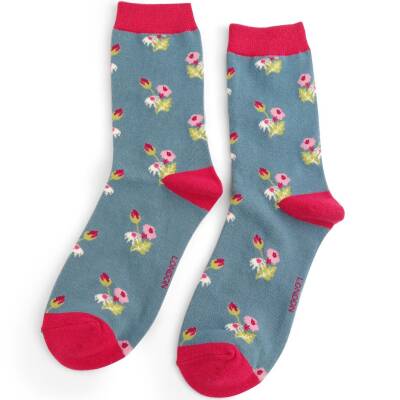 Miss Sparrow: Bambus Socken Damen Mini Floral denim