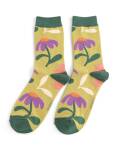 Miss Sparrow: Bambus Socken Damen Retro Floral lime
