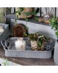 Chic Antique: Tablett 47cm mit Rillen antique zink