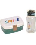 Lässig: Brotdose+Trinkflasche-Set Smile milky-grün
