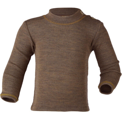 Engel Natur: Langarm-Shirt Wolle Seide Baby walnuss 7-12 Monate - 74/80