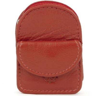 Schlüsseletui mit Münzfach Leder orange