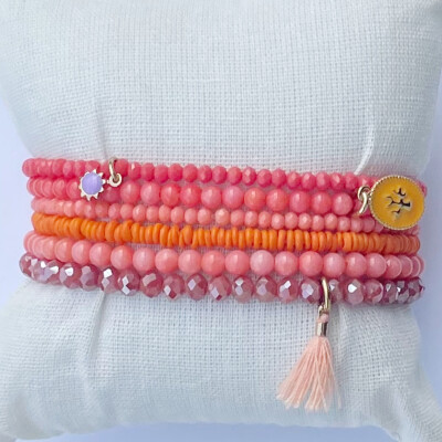 Lumisha: Armband lachs 4mm Anhänger orange