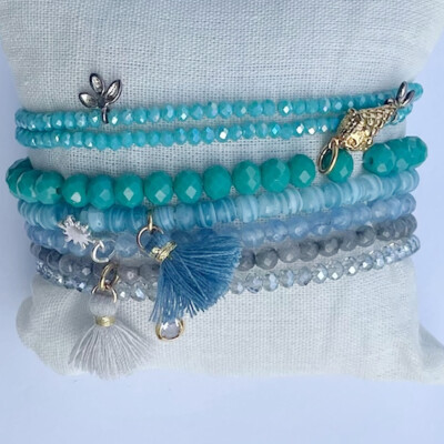Lumisha: Armband blau 4mm hellblau Anhänger silber