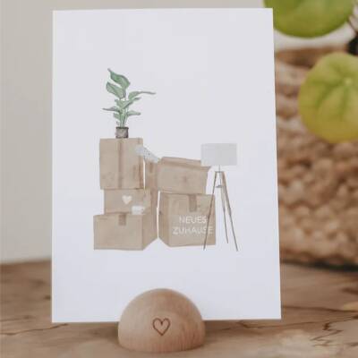Eulenschnitt: Postkarte Neues Zuhause