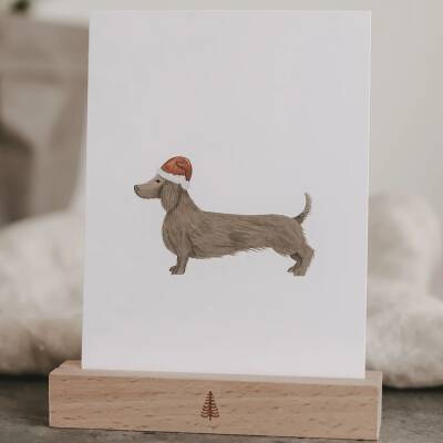 Eulenschnitt: Postkarte Christmas Dackel