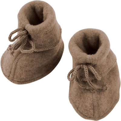Engel: Baby-Schühchen mit Bändel Wollfleece walnuss 1 - 50/56