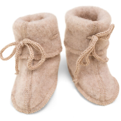 Engel: Baby-Schühchen mit Bändel Wollfleece sand 1 - 50/56