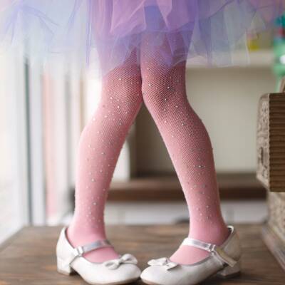 Strumpfhose mit Strass rosa für Kinder von 3-8Jahren